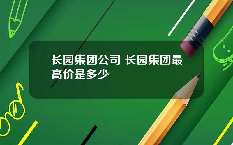 长园集团公司 长园集团最高价是多少